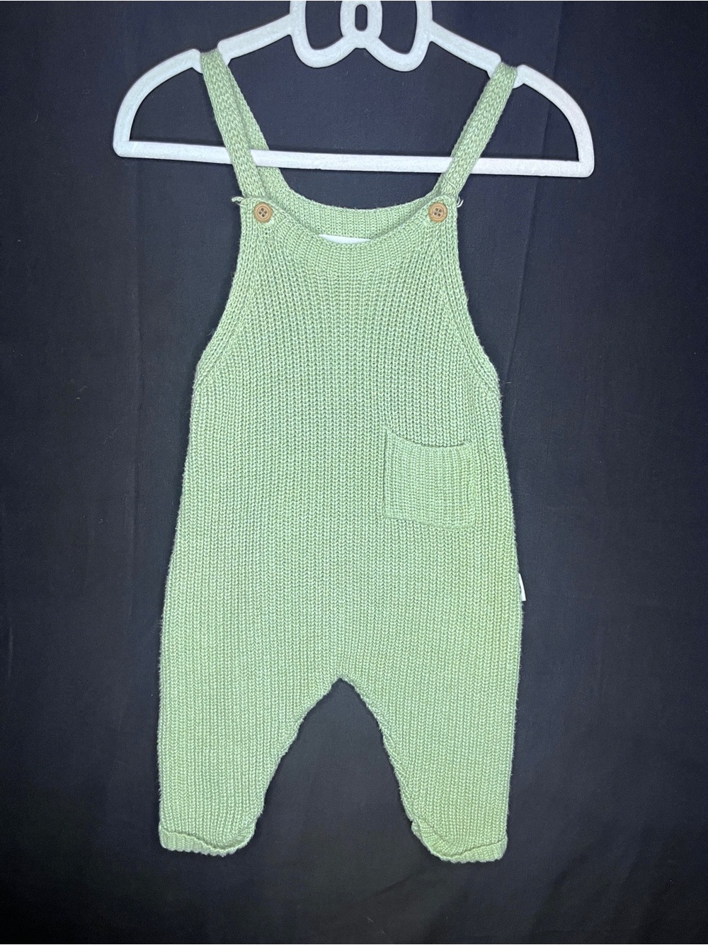 Children's Knit Overalls in Light Green - Unbranded